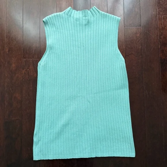 Pendleton Ribbed Sleeveless Mock Neck Women’s Sweater Top Size Medium Mint/Aqua - Picture 4 of 5